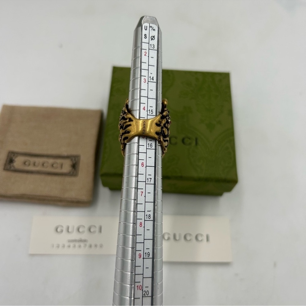Women’s Gucci lion head motif multicolor Stone ring size 5 made in Italy - Picture 4 of 9